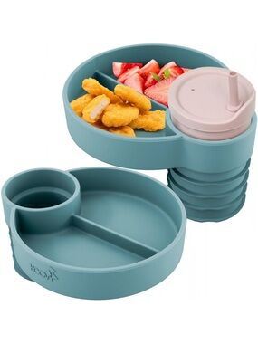 Travel Silicone Cup Holder and Snack Tray- Teal by Hoovy